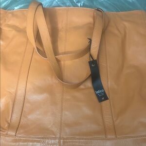 Latico Orange Leather Large Tote Bag NWT